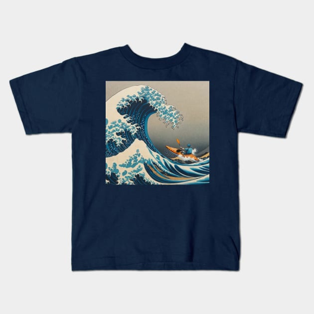 Kanagawa wave - Funny Kayaking Meme Kids T-Shirt by Edd Paint Something